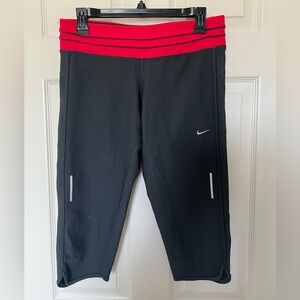 Nike woman’s copped leggings grey with Bright Pink Waistband